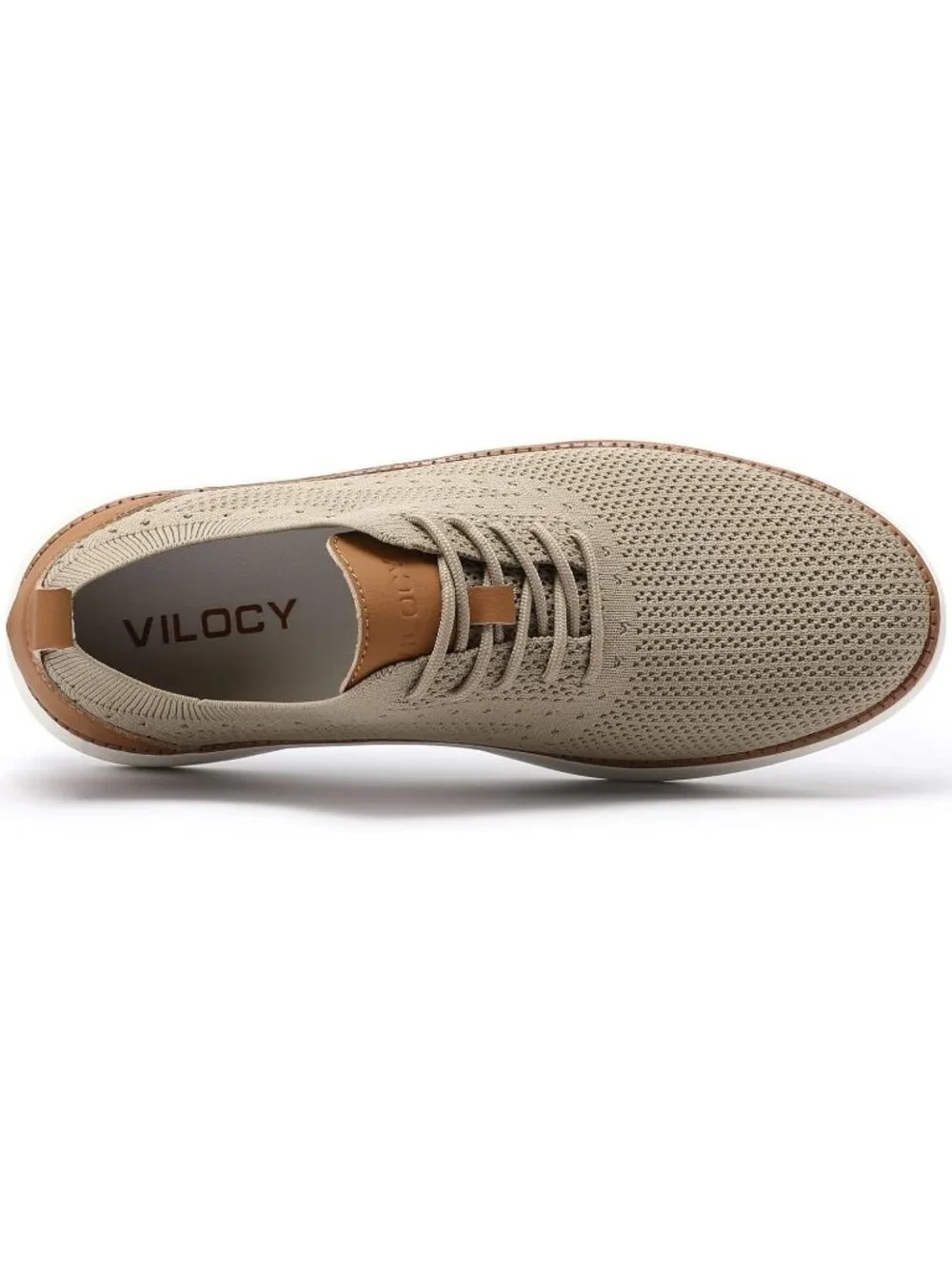 VILOCY Men's Khaki Ethylene Vinyl Acetate Casual Breathable Comfortable Sneakers